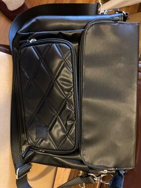 Women’s IHKWIP Black Quilted Crossbody Bag with Built-in RFID Wallet